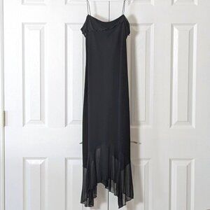 BUYER TOO Women's Spaghetti Straps Handkerchief Hem Midi Dress  Size S Black